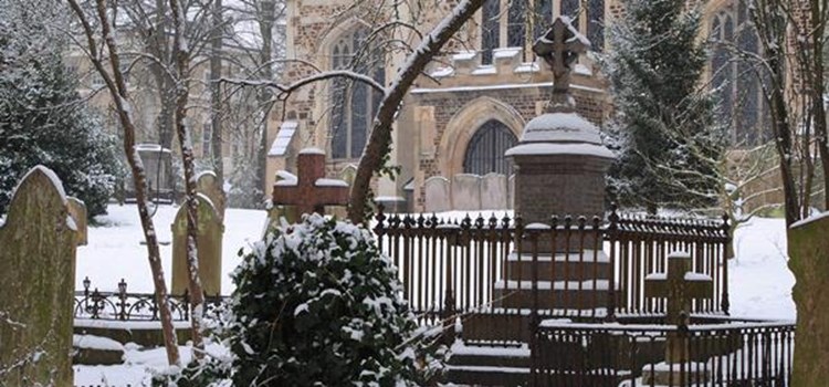 The Churchyard in the snow